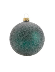 Pallina Albero Di Natale In Vetro Verde Con Glitter 10cm