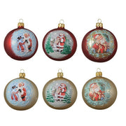 Pallina Albero Di Natale in Vetro Colori E Figure Assortite 8cm