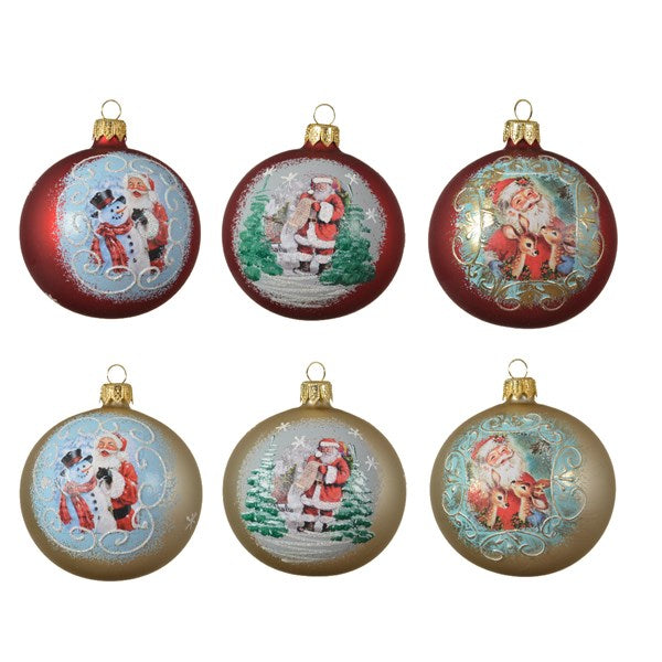 Pallina Albero Di Natale in Vetro Colori E Figure Assortite 8cm