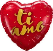 Palloncino Foil Cuore Sagomato Rosso Scritta Oro "Ti Amo" 18" 45cm