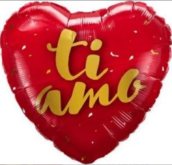 Palloncino Foil Cuore Sagomato Rosso Scritta Oro "Ti Amo" 18" 45cm