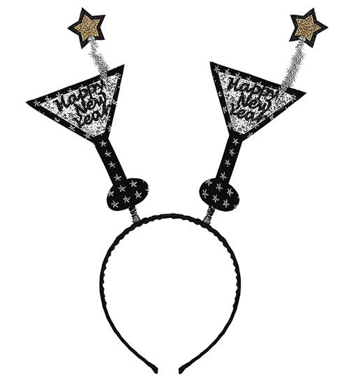 Cerchietto Cocktail Happy New Year Glitter Argento