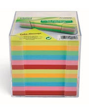 Lebez Cubo Porta Foglietti in Plastica Trasparente - 700 Fogli Colorati 9X9cm