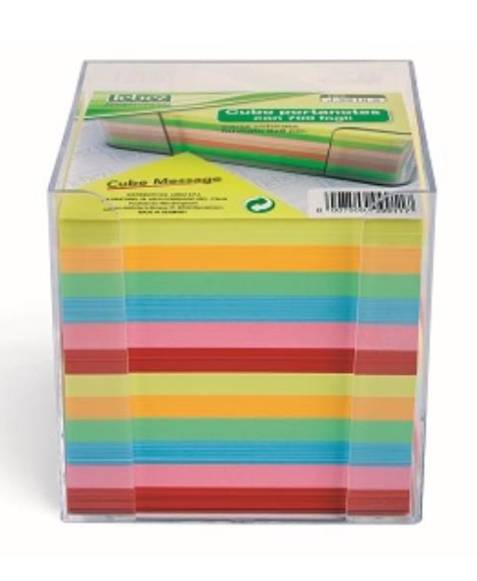Lebez Cubo Porta Foglietti in Plastica Trasparente - 700 Fogli Colorati 9X9cm