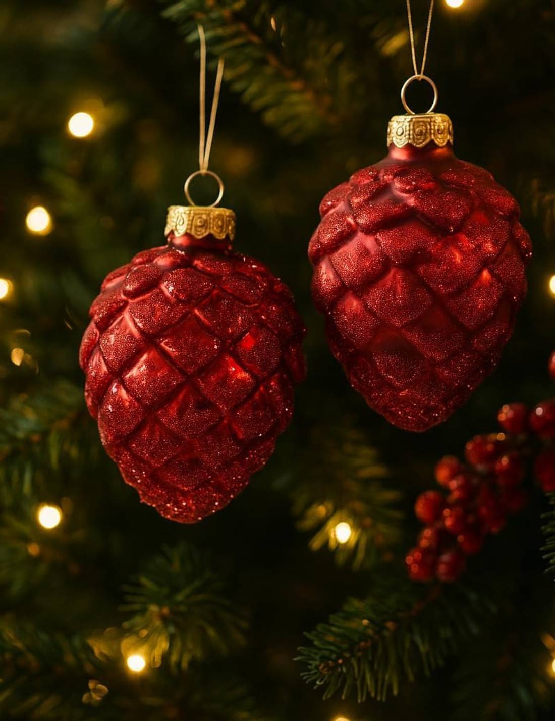 Pallina Albero Di Natale Pigna Rossa 7cm