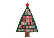 Calendario Dell'Avvento Albero Di Natale E Stella Rossa In Stoffa 70cm