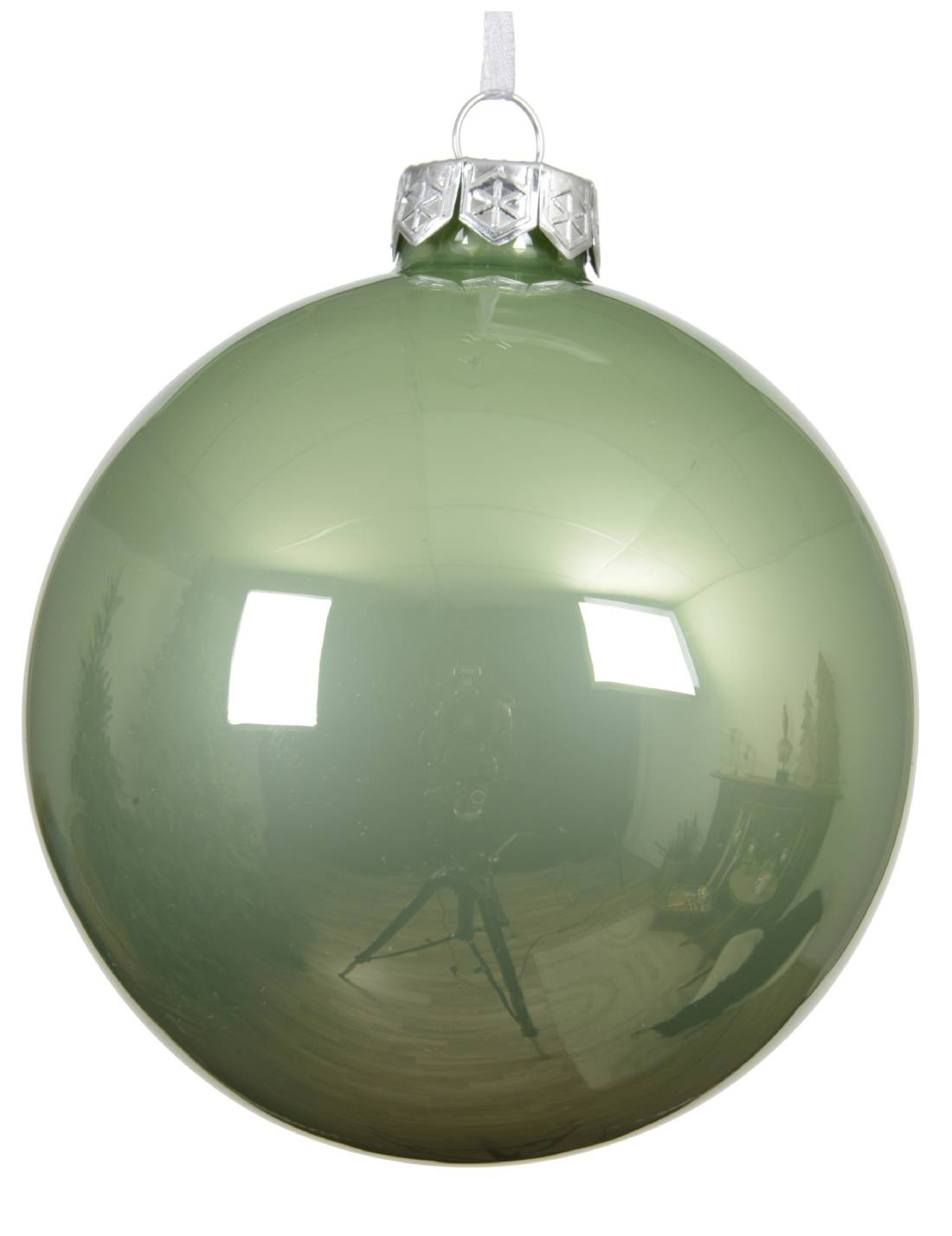 Pallina Albero Di Natale In Vetro Verde Matcha 8cm