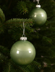 Pallina Albero Di Natale In Vetro Verde Matcha 8cm
