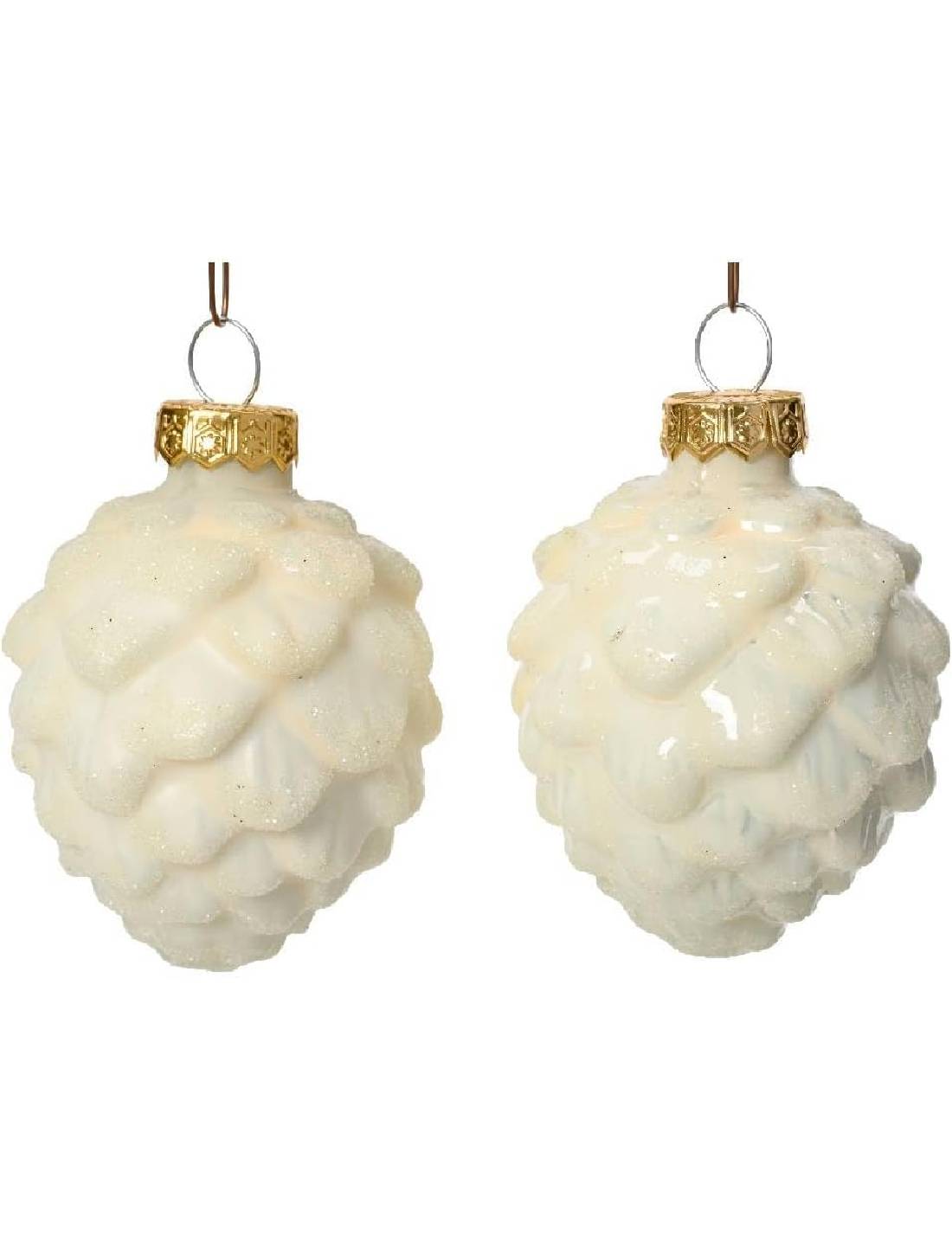 Pallina Albero Di Natale Pigna Bianco Lana 7cm