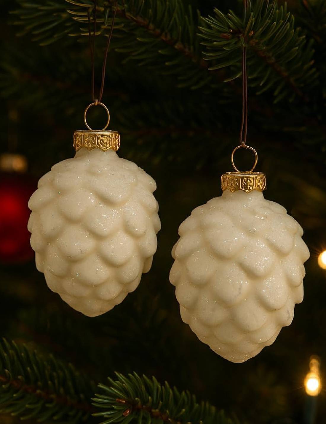 Pallina Albero Di Natale Pigna Bianco Lana 7cm