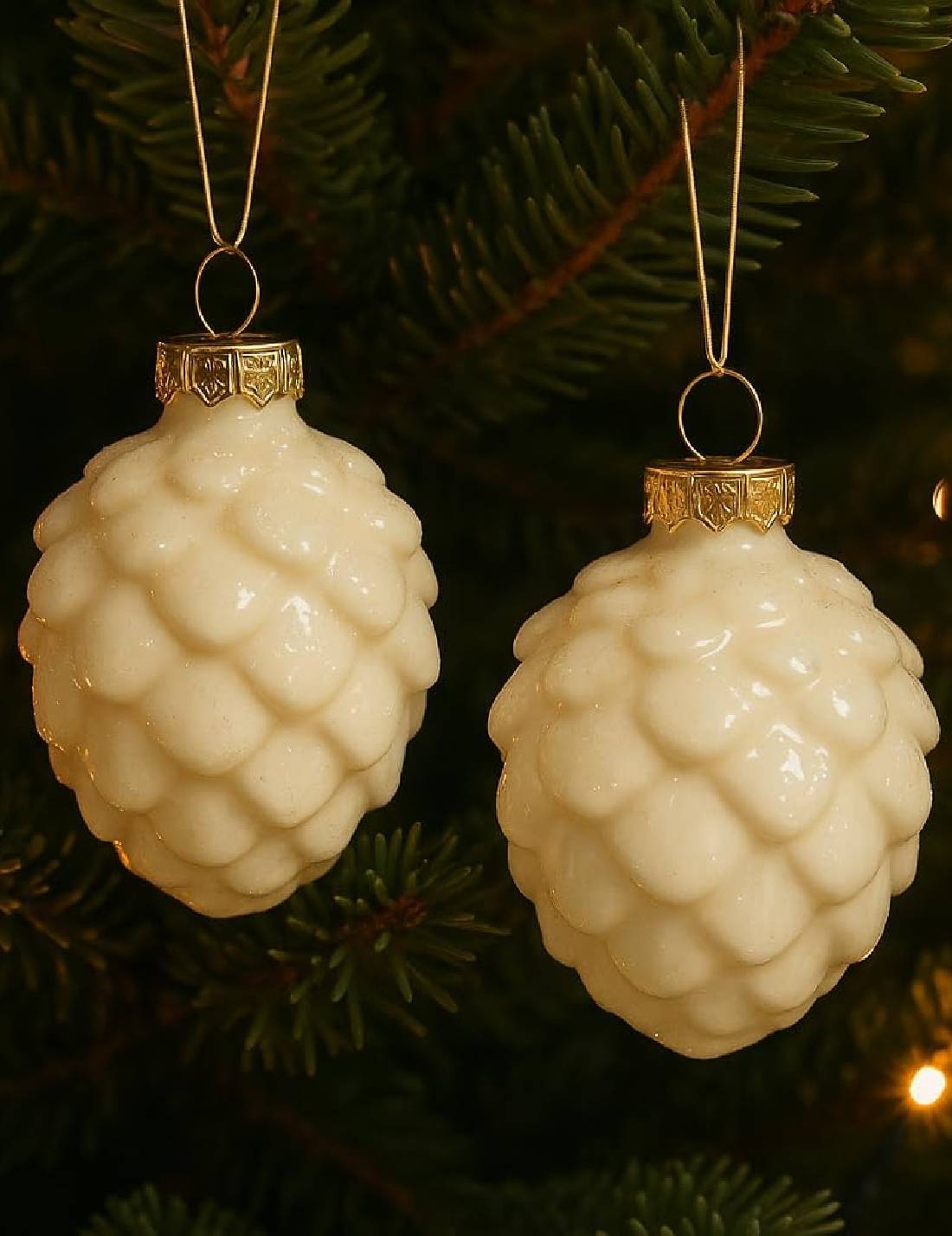 Pallina Albero Di Natale Pigna Bianco Lana 7cm