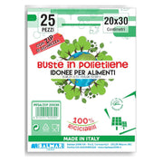 Confezione 25 Buste In Polietilene Trasparenti Richiudibili 25x30cm