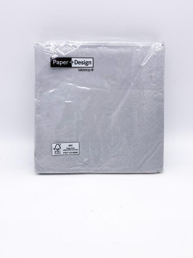 Tovaglioli Di Carta Argento Con Cornice Ornamentata In Rilievo 25CM 20PZ