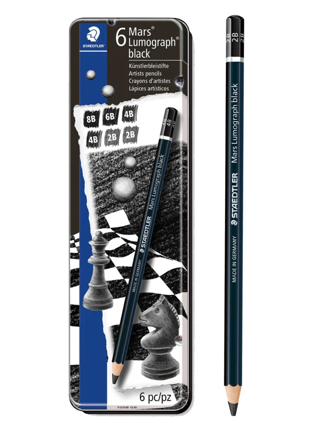 Matite Mars Lumograph Con Astuccio In Metallo 6pz