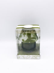 Candela Decorazione Pasqua Verde Lampada Vetro Con Foglie 9cm