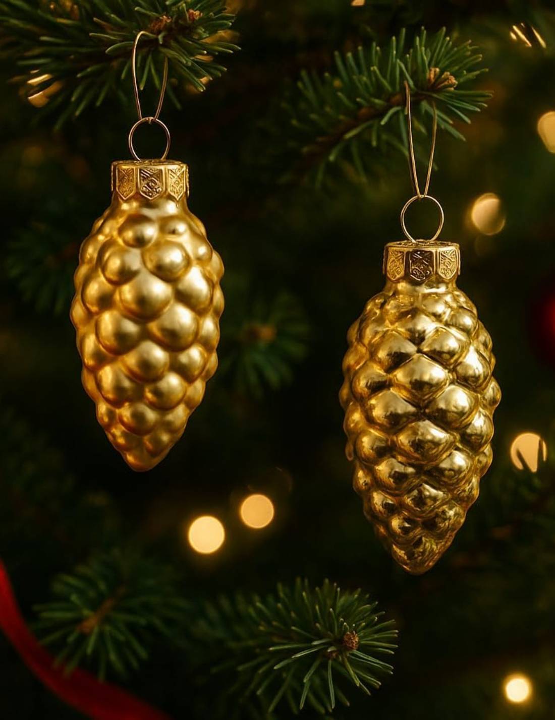 Set 12pz Palline Albero Di Natale Pigna Oro 6cm