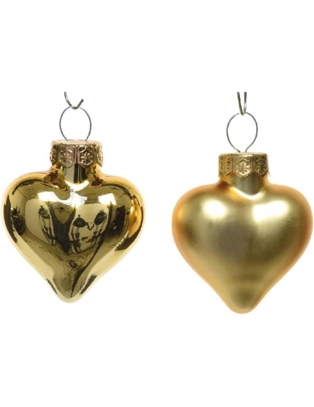 Set 12pz Palline Albero Di Natale Cuore Oro 4cm