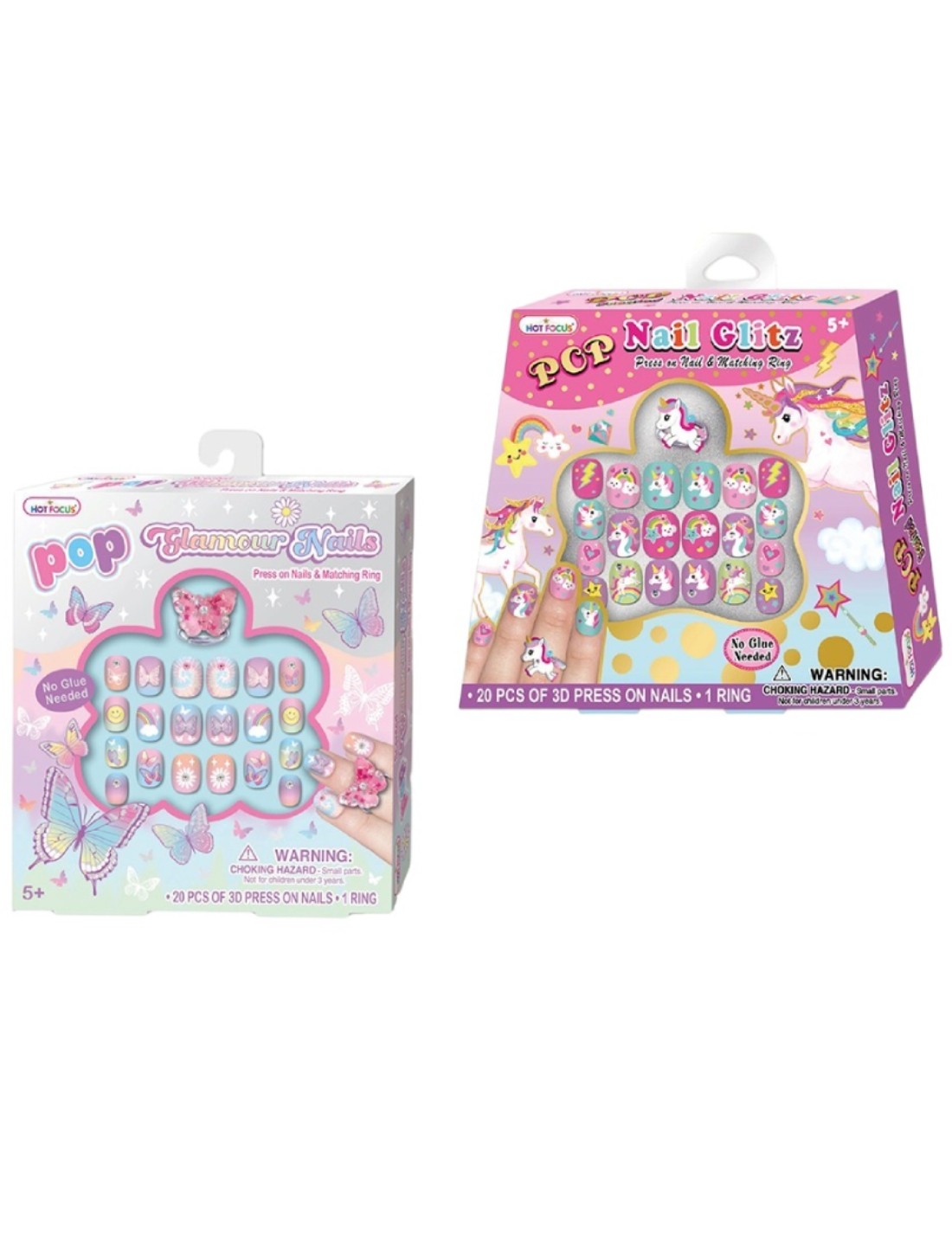 Set Hot Focus Unghie Finte Unicorno O Farfalla