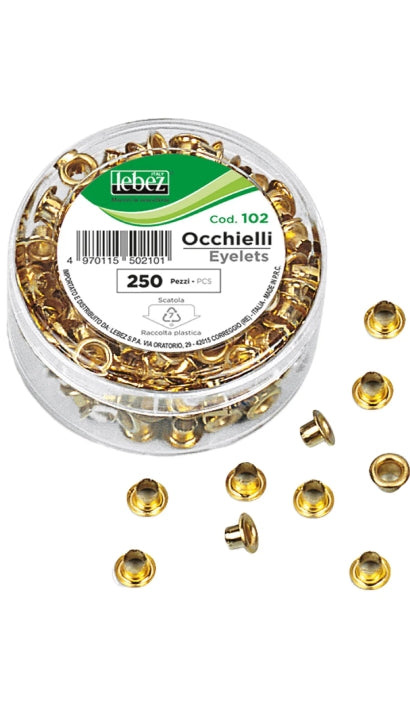 Occhielli In Ottone Per Occhiellatrice 5mm 250pz