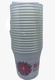 Bicchieri Di Plastica Natalizi Bianchi Con Stella Di Natale 20PZ 200CC.