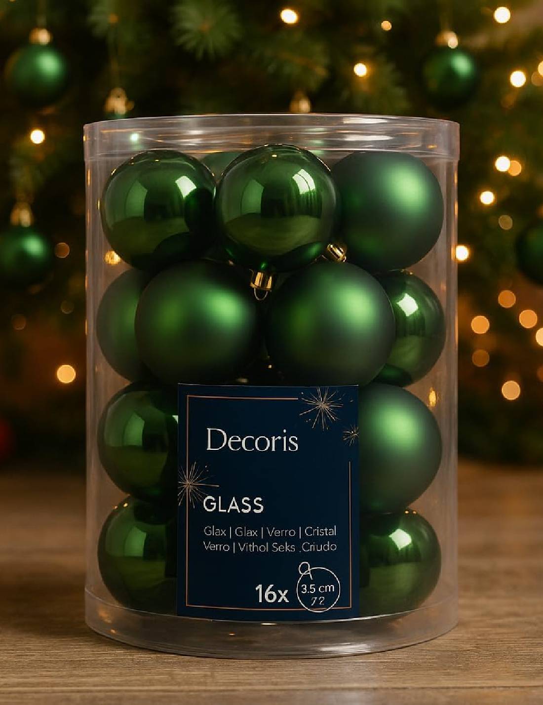 Set 16pz Palline Albero Di Natale Verde Pino 3cm