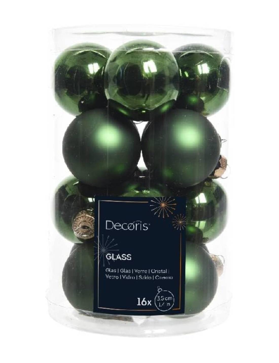 Set 16pz Palline Albero Di Natale Verde Pino 3cm