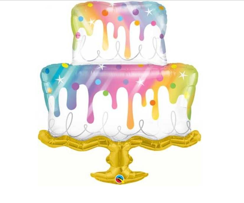 Palloncino Metalfoil Torta Raimbow 39" 99cm