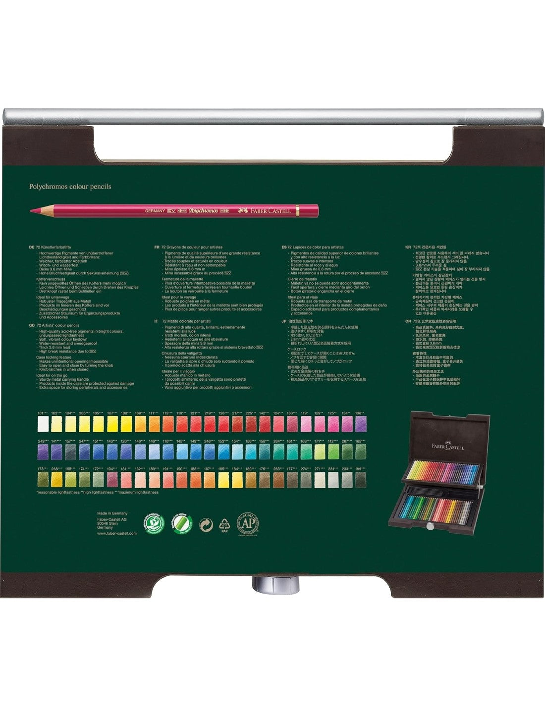 Set Matite Colorate Polychromos Faber Castell Valigetta In Legno Con 72 Pezzi