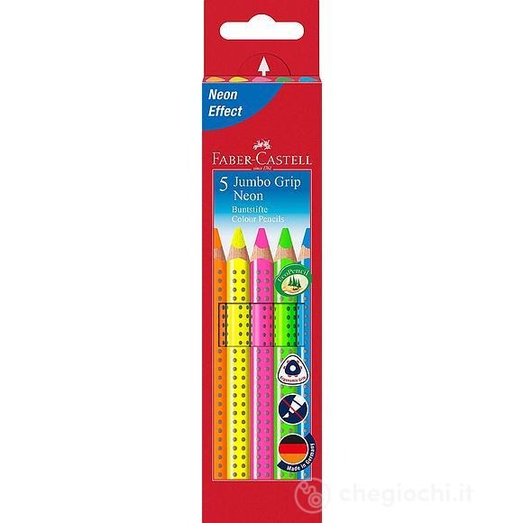 Faber-Castell 5 Matite Evidenziatori Triangolari Jumbo Grip Neon