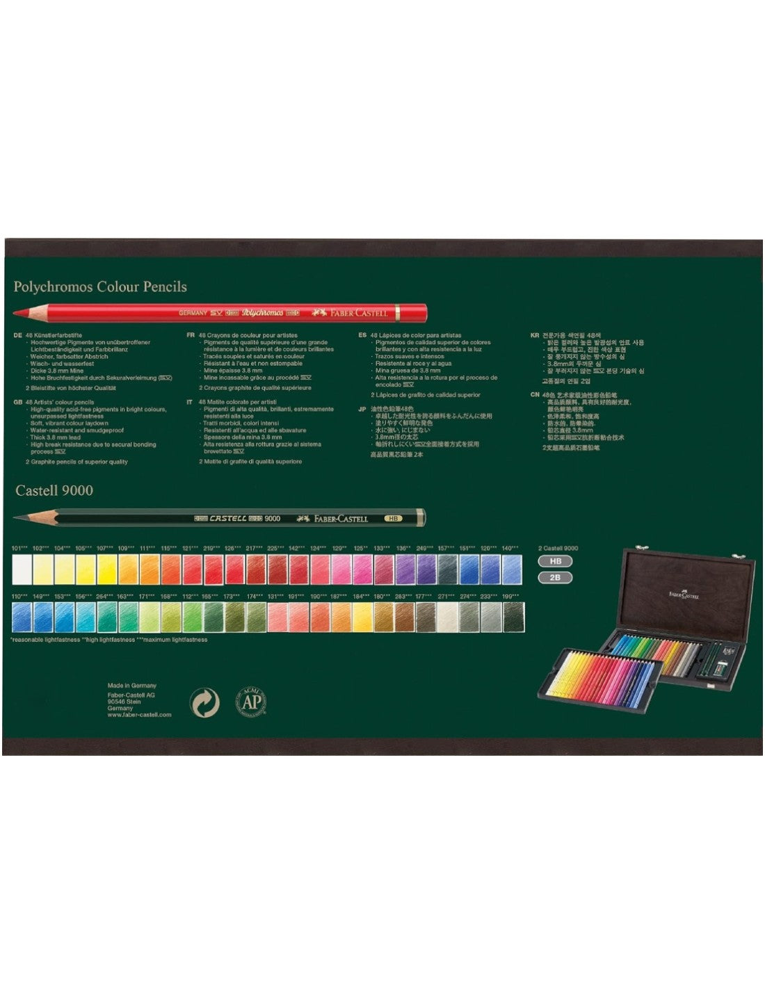 Set Matite Colorate Polychromos Faber Castell Valigetta in Legno 48pz