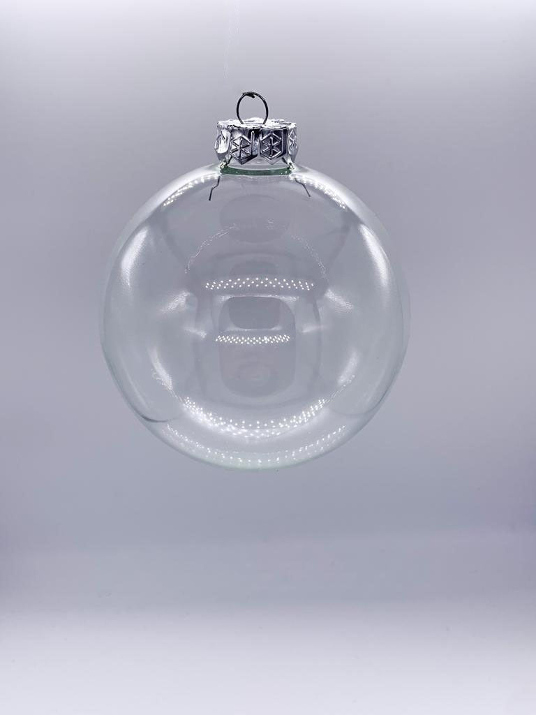 Palline Albero Di Natale In Vetro Trasparente 15cm