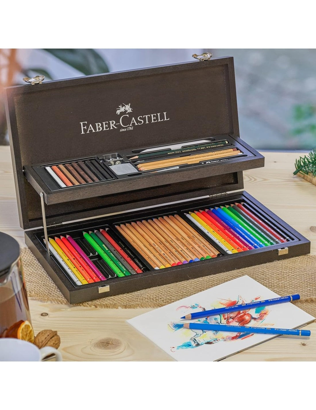 Set Matite Colorate Art E Graphic Faber Castell Valigetta In Legno Con 53 Pezzi