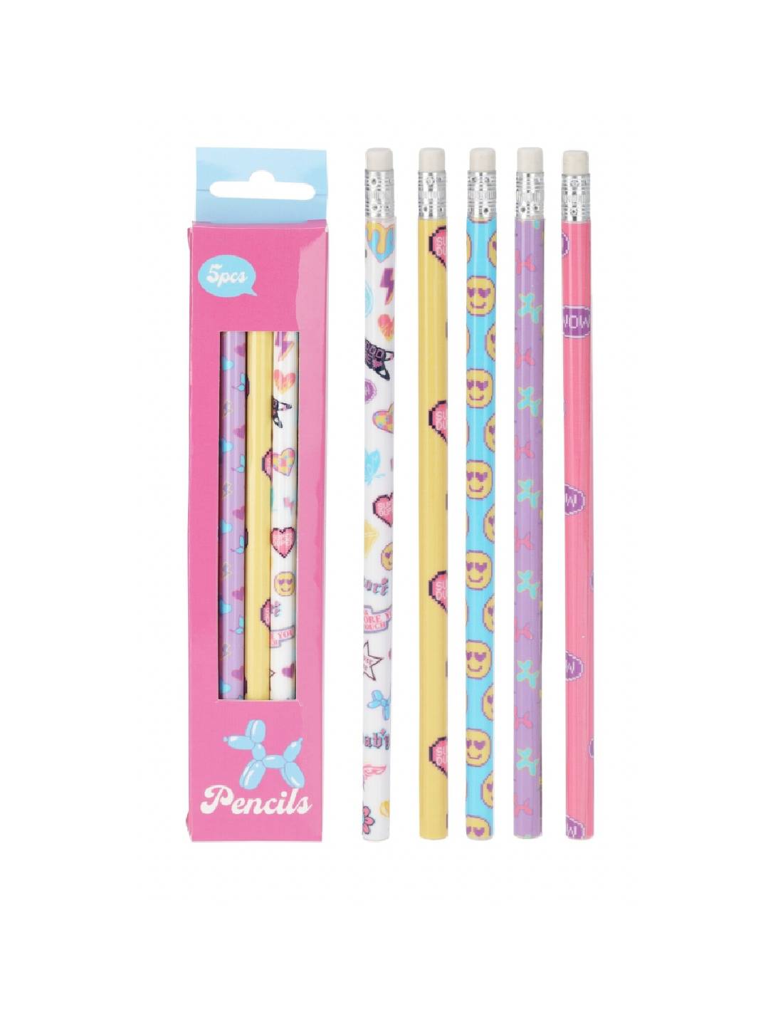 Set 5 Matite Con Decorazioni HB