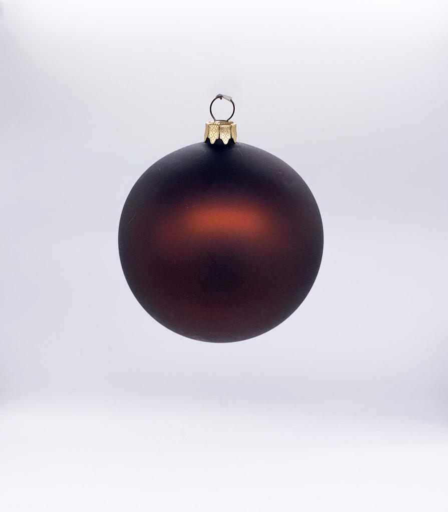 Pallina Albero Di Natale In Vetro Marrone Opaco 10cm