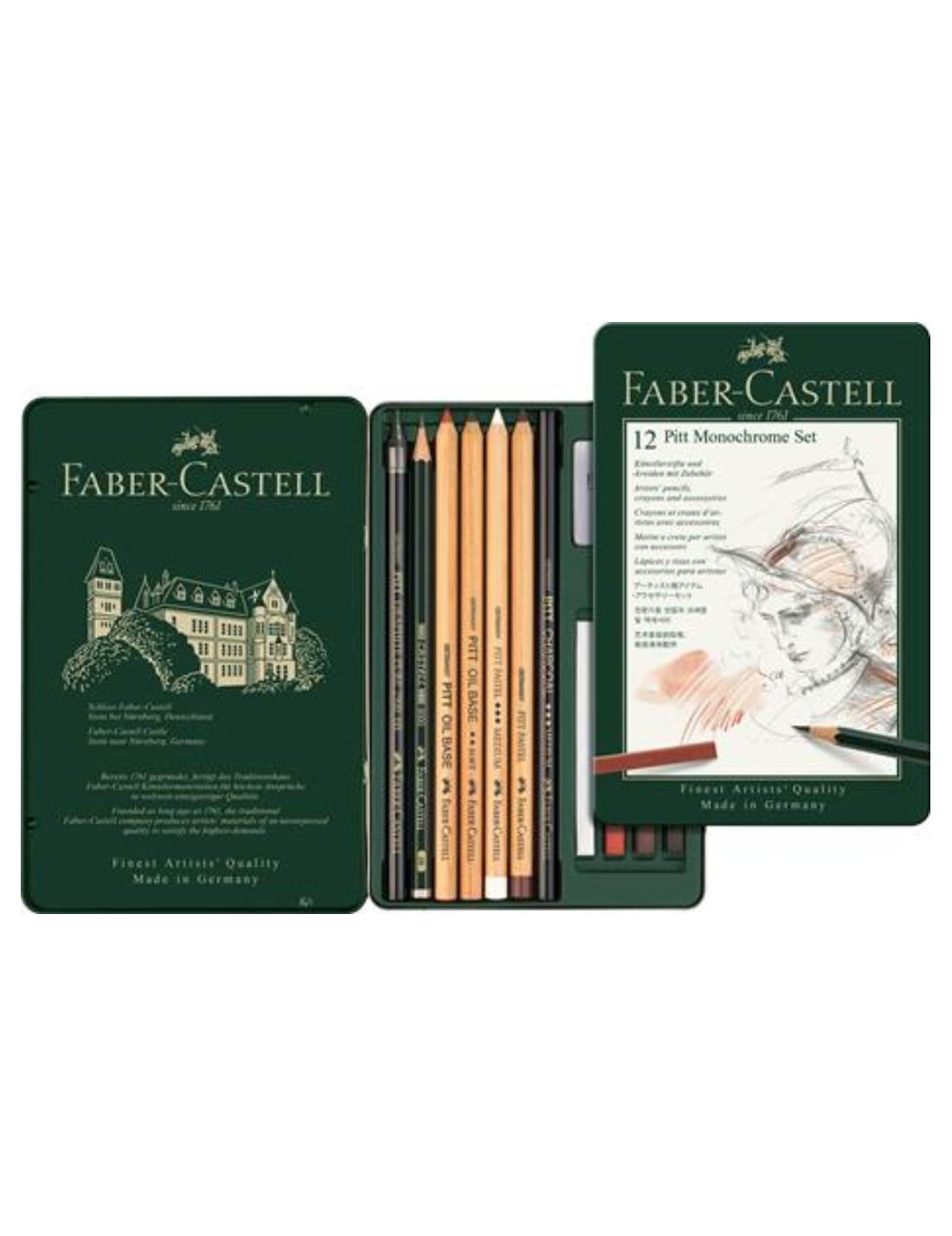 Set Pitt Monochrome Astuccio Metallo Faber-Castell 12pz