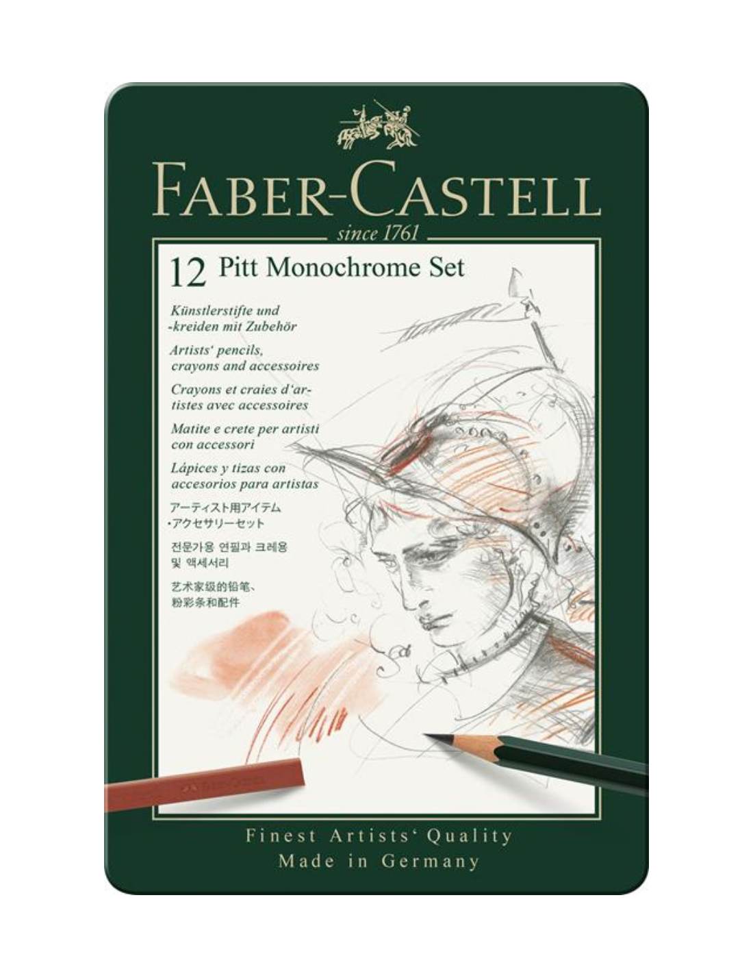 Set Pitt Monochrome Astuccio Metallo Faber-Castell 12pz