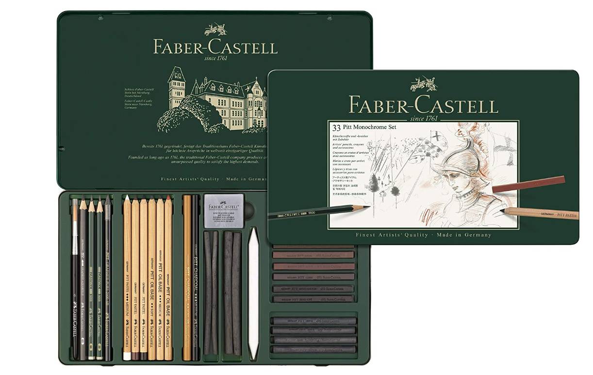Set Pitt Monochrome Astuccio Metallo Faber-Castell 33pz