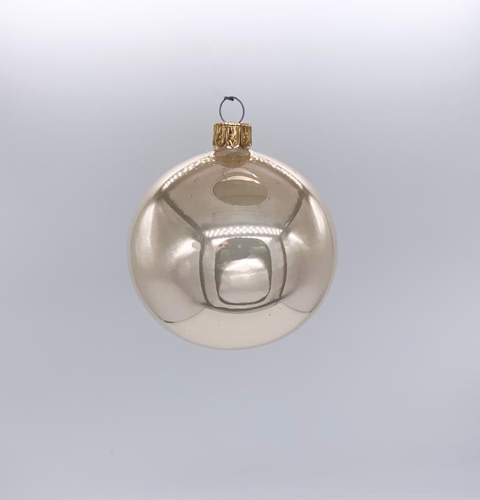 Pallina Albero Di Natale In Vetro Bianco Perla Lucido 8cm