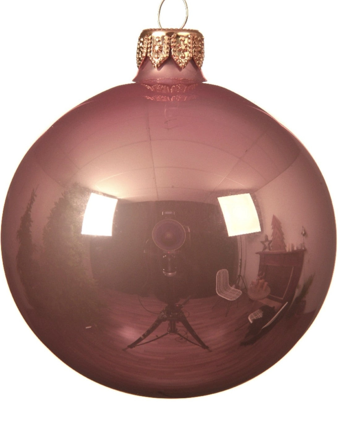 Palline Albero Di Natale In Vetro Rosa Antico 8cm