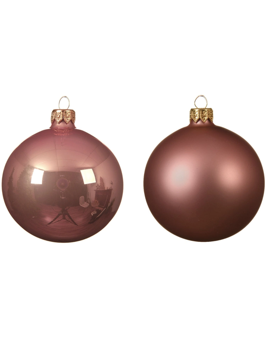 Palline Albero Di Natale In Vetro Rosa Antico 8cm