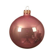 Palline Albero Di Natale In Vetro Rosa Antico Lucido 10cm