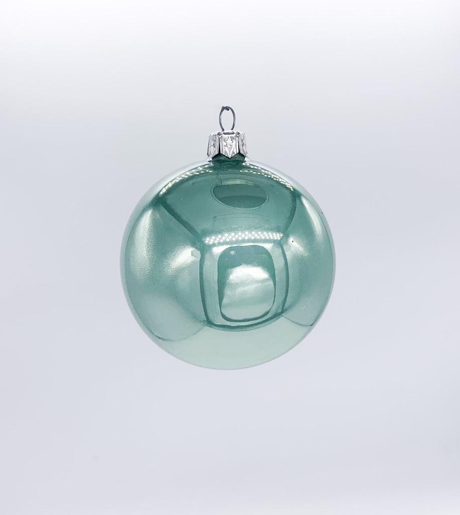 Pallina Albero Di Natale In Vetro Verde Acqua Lucido 8CM
