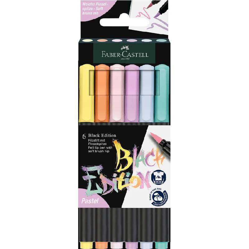 Faber-Castell Pennarelli Brush Black Edition Pastel 6 pz