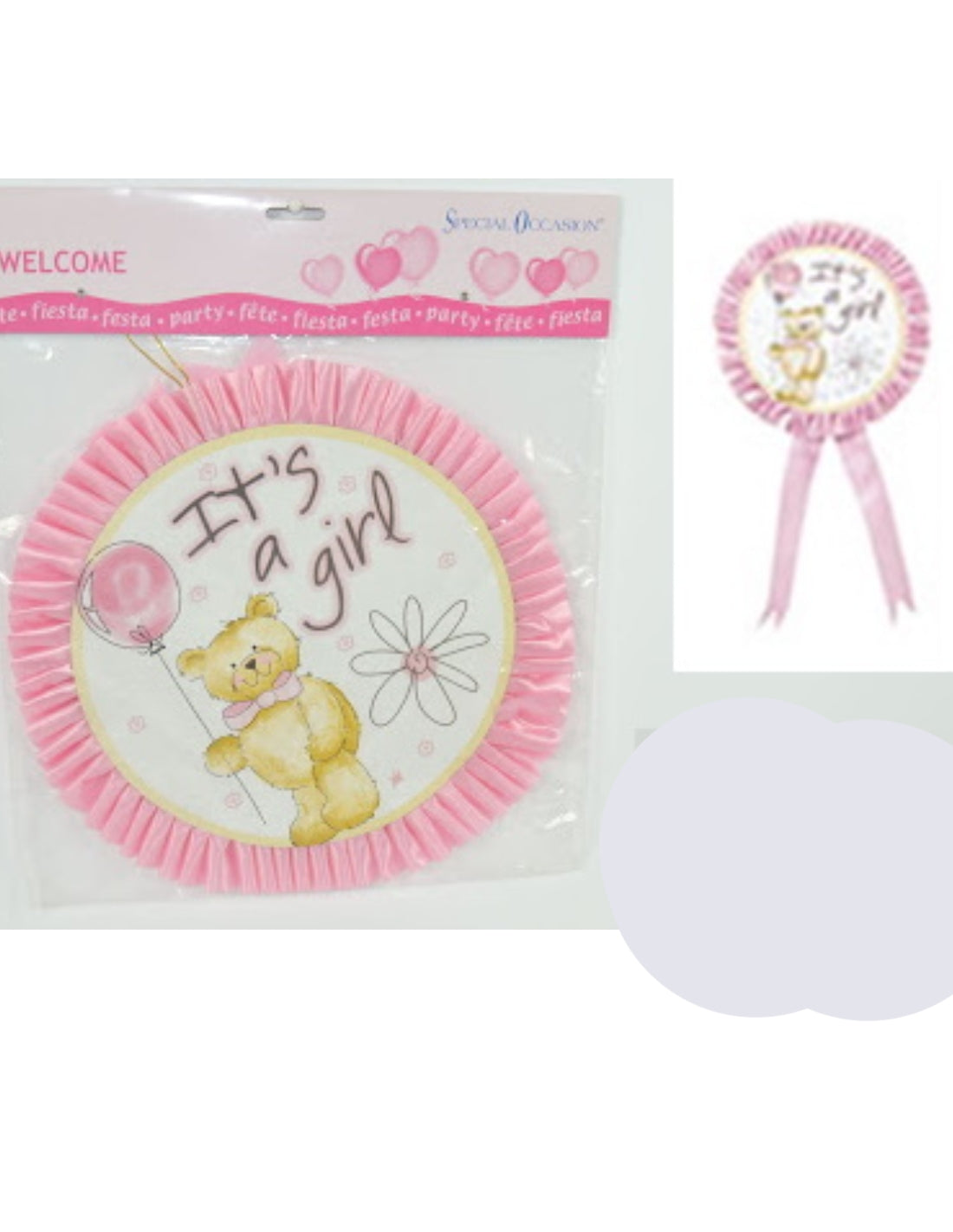 Festone Coccarda Nascita Rosa It's A Girl