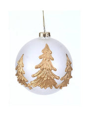 Pallina Albero Di Natale In Vetro Alberi Dorati 12cm