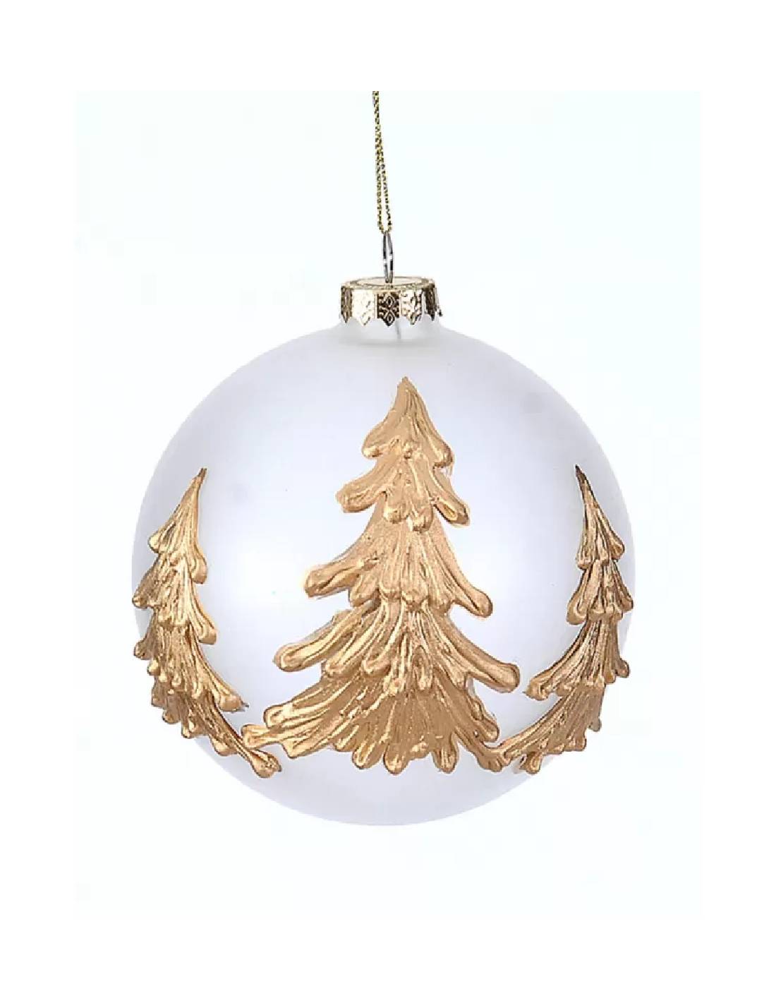 Pallina Albero Di Natale In Vetro Alberi Dorati 12cm