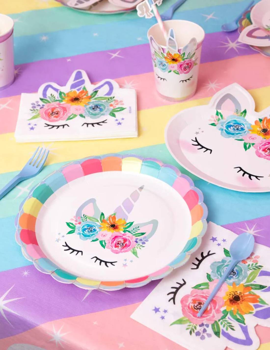 Piatto Di Carta Unicorno Rosa Iridescente 23cm 6pz
