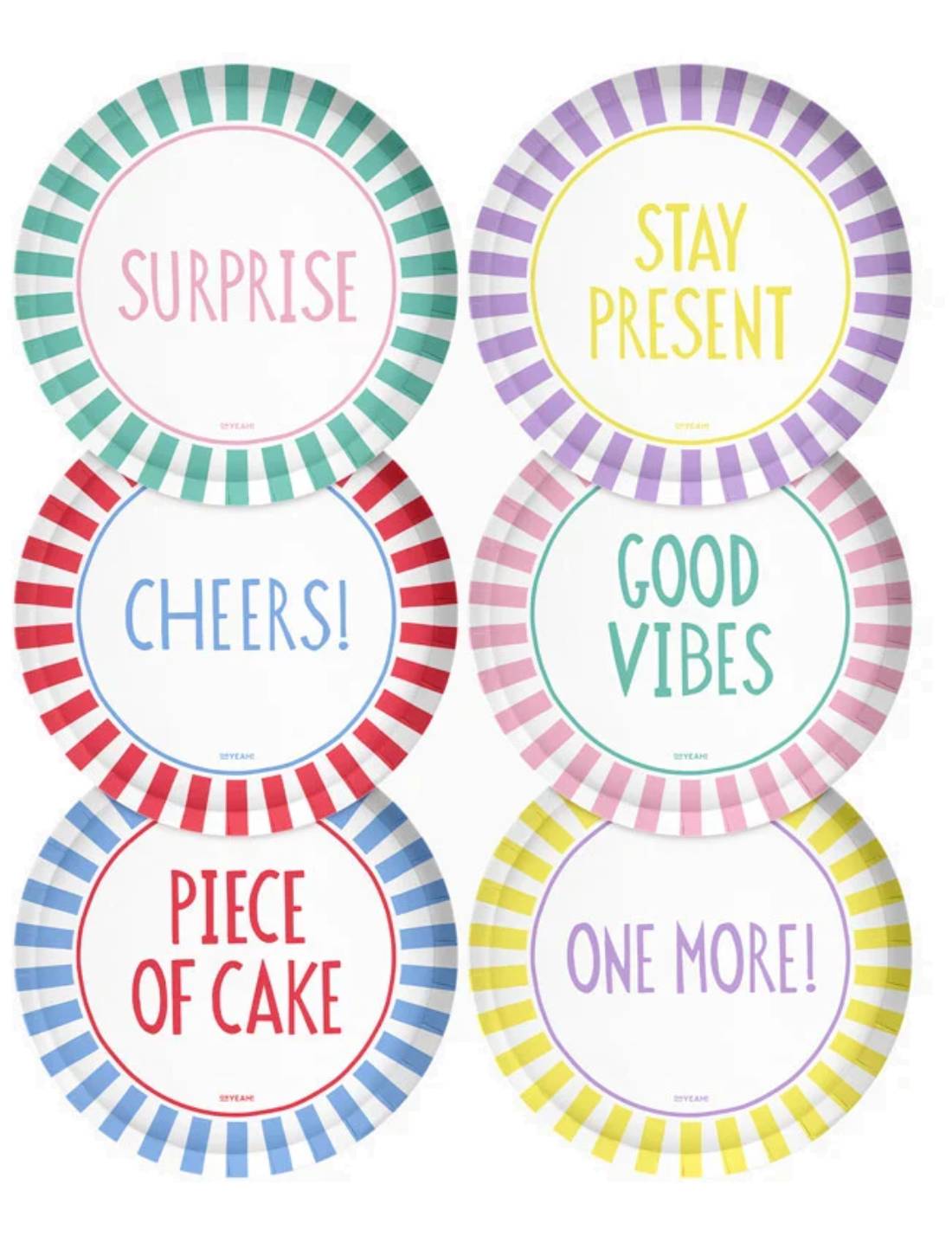 Piatti Di Carta Strisce Colorate 18cm 6pz