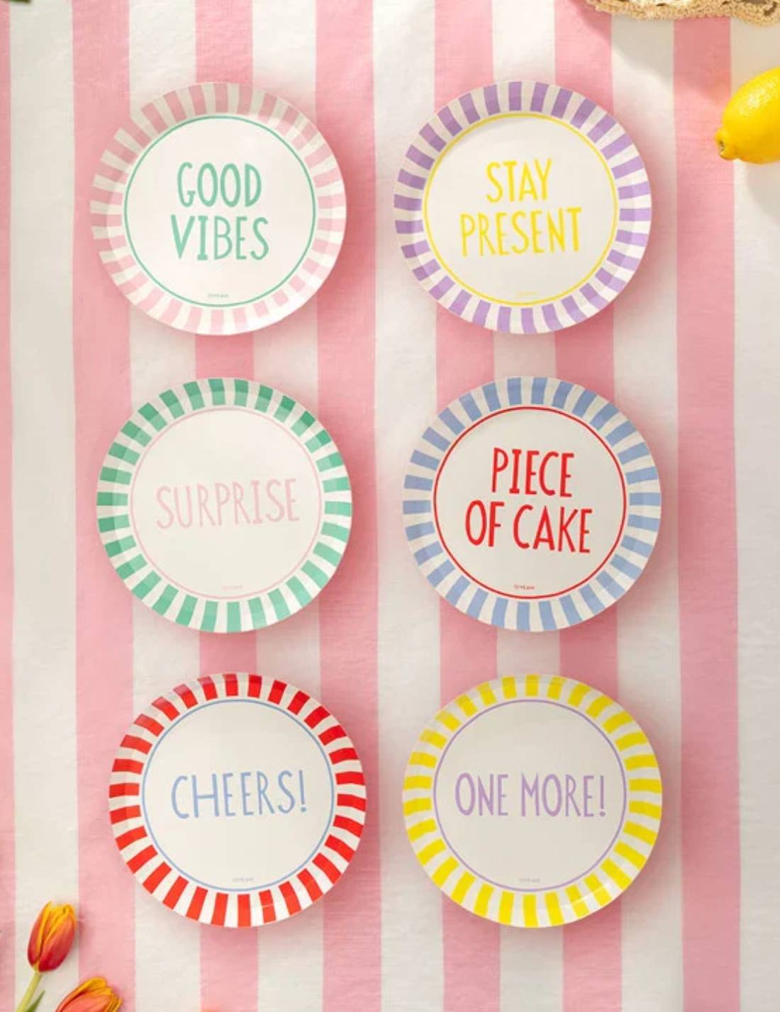 Piatti Di Carta Strisce Colorate 18cm 6pz