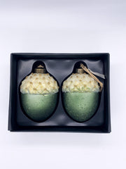 Pallina Albero Di Natale In Vetro Ghianda Verde Pino 8CM
